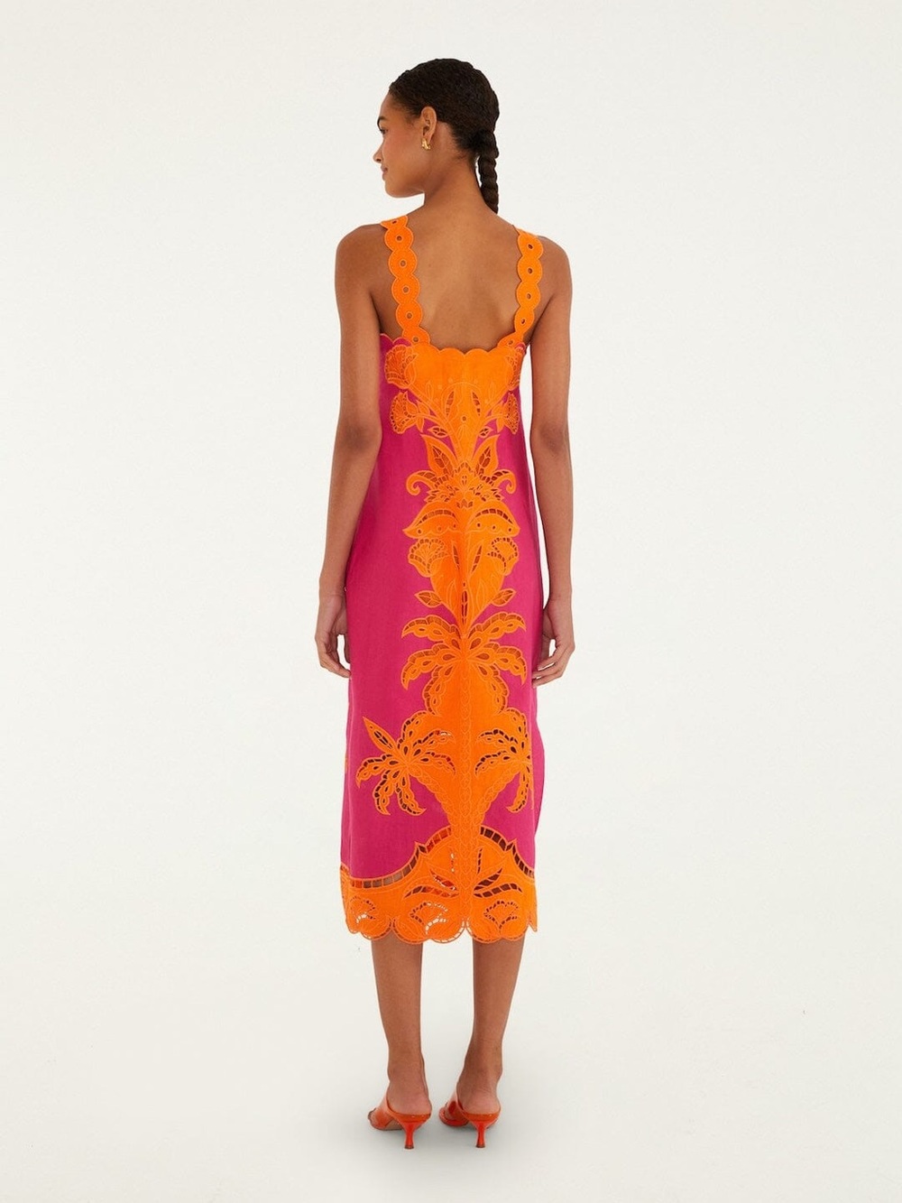 Farm Rio Pink Cutwork Midi Dress - Picture 3 of 10